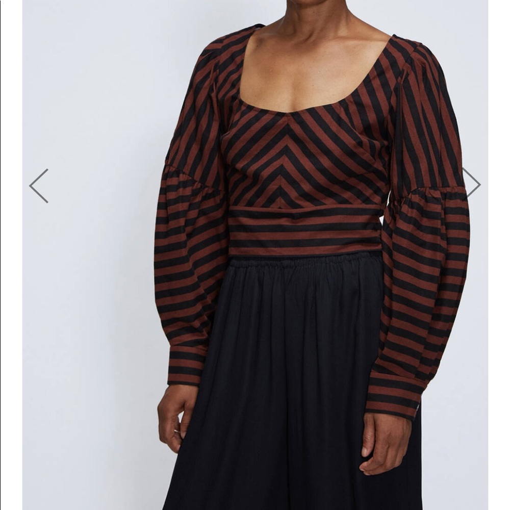 Rachel Comey balloon sleeve striped crop top!